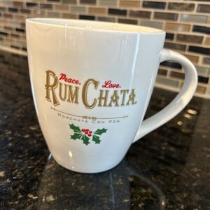 Rum Chata Peace Love Holiday Large 20 Ounce White Mug Horchata Con Ron EUC